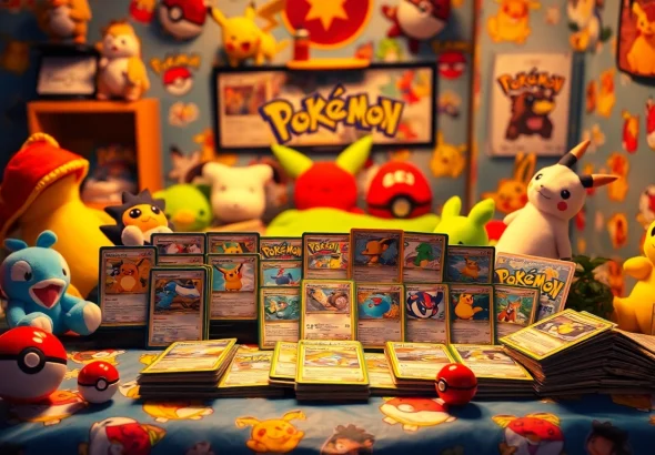 Explore a vibrant collection of Real pokemon cards india, showcasing authentic and rare cards on a themed table.